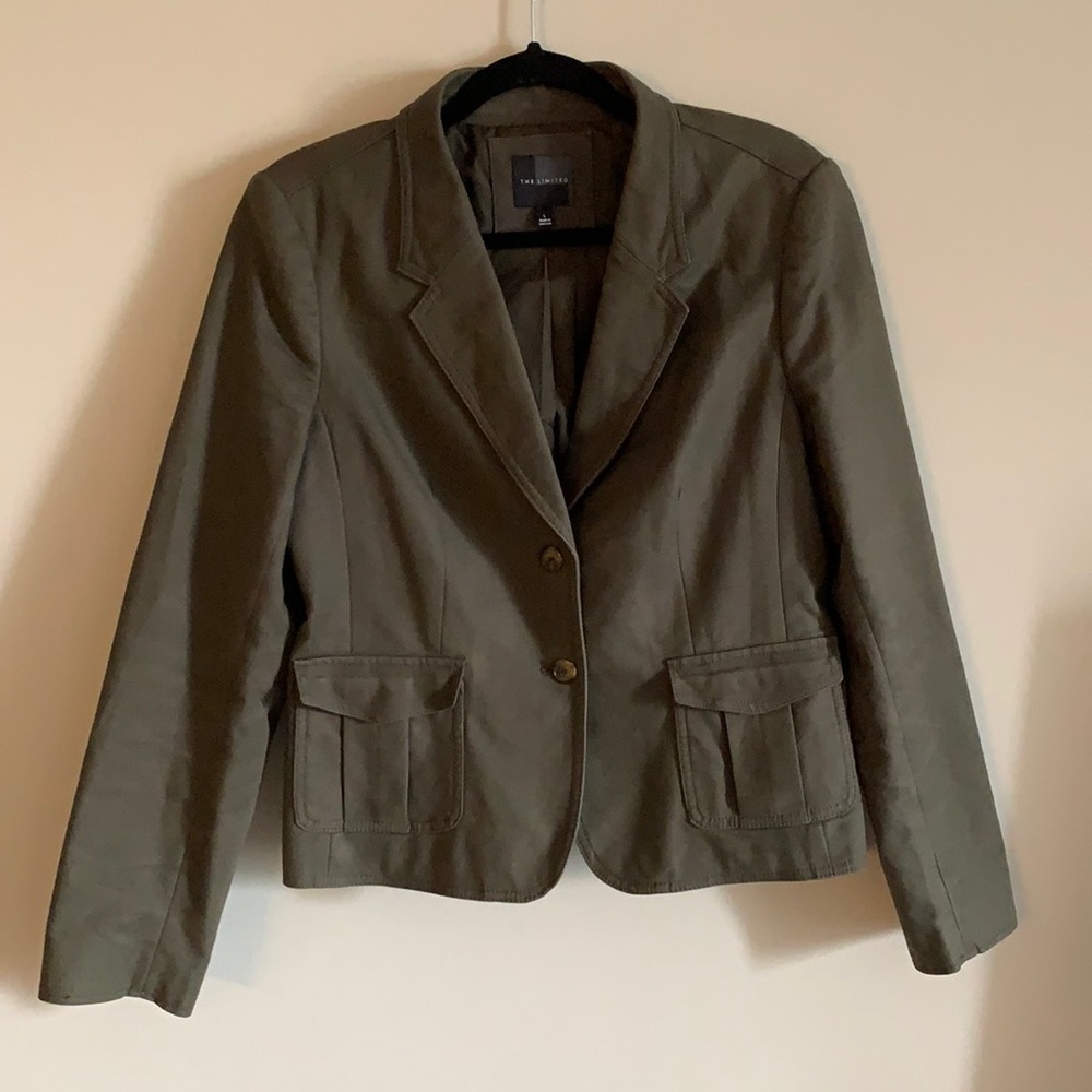The Limited Olive Green Blazer Jacket with Pockets